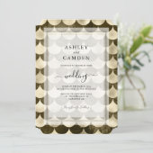 Antique Scallop Gilded Wedding Einladung (Stehend Vorderseite)