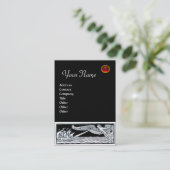 ANTIQUE SCHIFFE ROT RUBY MONOGRAM Schwarz-weiß Visitenkarte (Stehend Vorderseite)