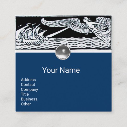 ANTIQUE SCHIFFE, Seereisen, Navy Blue Schwarz-weiß Quadratische Visitenkarte (Vorderseite)