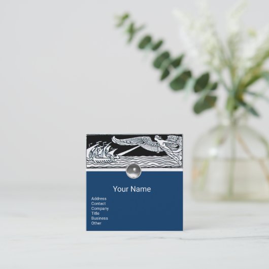 ANTIQUE SCHIFFE, Seereisen, Navy Blue Schwarz-weiß Quadratische Visitenkarte (Stehend Vorderseite)