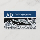 ANTIQUE SCHIFFE, Seereisen, Navy Blue Schwarz-weiß Visitenkarte (Rückseite)