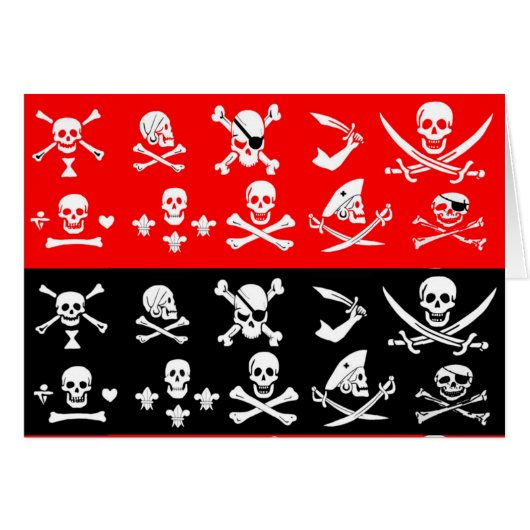 ANTIQUE SCHWARZROTE PIRATBANNER UND TREASKARTEN (Vorderseite (Horizontal))