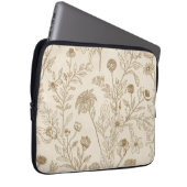 Antique Sepia Botanical Line Art Floral Pattern Laptopschutzhülle (Vorne Rechts)