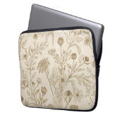 Antique Sepia Botanical Line Art Floral Pattern Laptopschutzhülle (Vorderseite Links)