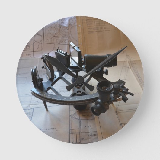 Antique Sextant Runde Wanduhr (Vorderseite)