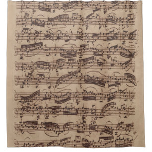 Antique Sheet Music Bach Manuscript Duschvorhang