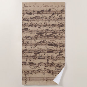 Antique Sheet Music Bach Manuscript Strandtuch