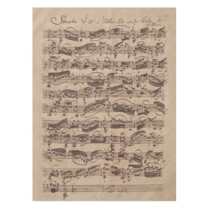 Antique Sheet Music Bach Manuscript Tischdecke