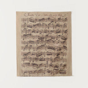 Antique Sheet Music Bach Manuscript Wandteppich