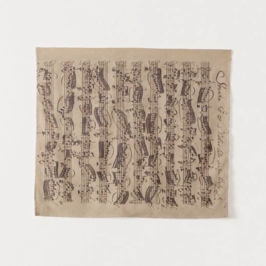 Antique Sheet Music Bach Manuscript Wandteppich (Vorderseite (Horizontal))