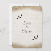Antique Sheet Music Theme Wedding Einladung (Rückseite)