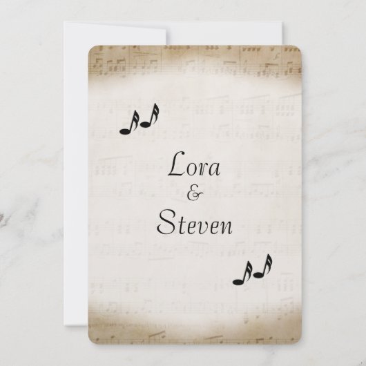Antique Sheet Music Theme Wedding Einladung (Rückseite)