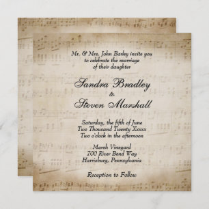 Antique Sheet Music Theme Wedding Einladung