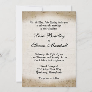 Antique Sheet Music Theme Wedding Einladung