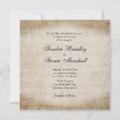 Antique Sheet Music Theme Wedding Einladung (Vorderseite)