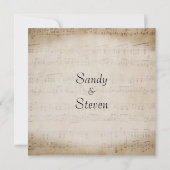 Antique Sheet Music Theme Wedding Einladung (Rückseite)