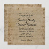 Antique Sheet Music Theme Wedding Einladung (Vorne/Hinten)