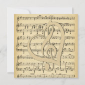 Antique Sheet Music Theme Wedding Einladung (Rückseite)