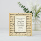 Antique Sheet Music Theme Wedding Einladung (Stehend Vorderseite)