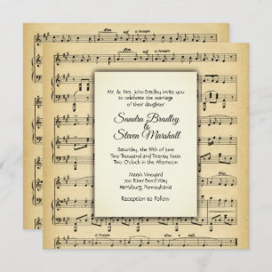 Antique Sheet Music Theme Wedding Einladung