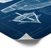 Antique Ship Blueprint I Poster (Ecke)