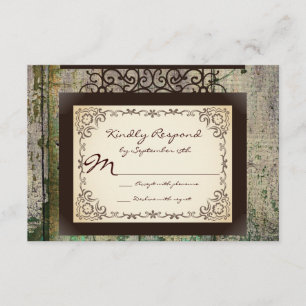Antique Sign Rustic Country Wedding RSVP Cards Karte
