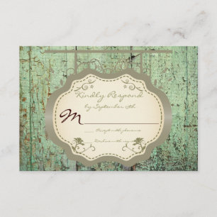 Antique Sign Rustic Country Wedding RSVP Cards Karte