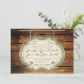 Antique Sign Rustic Land Hochzeiten Einladungen (Stehend Vorderseite)