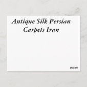 Antique Silk Persian Carpets Iran Postkarte (Rückseite)
