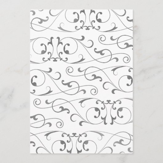 Antique Silver Blüh Wedding Dinner Menü Menükarte (Rückseite)