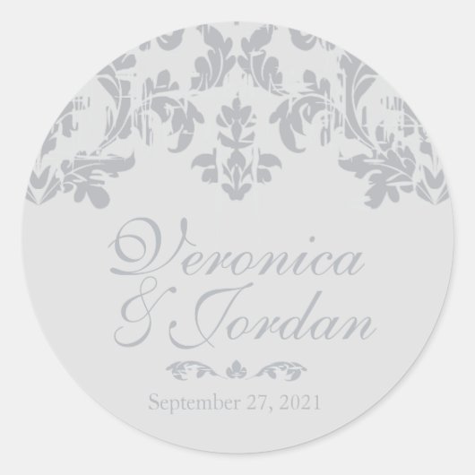 Antique Silver Custom Wedding Stickers (Vorderseite)