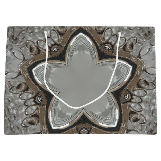 Antique Silver Grau Weihnachts-Star Chic Geschenkt Große Geschenktüte (Vorderseite)