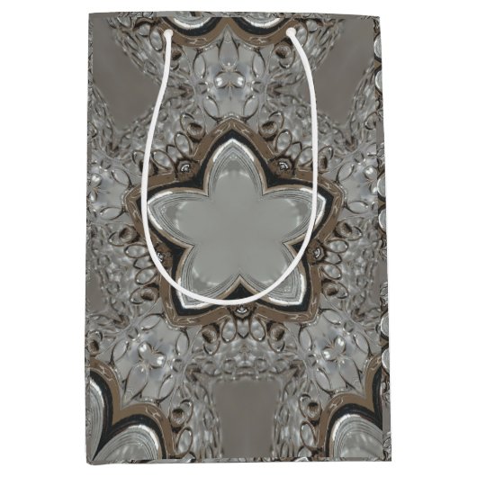 Antique Silver Grau Weihnachts-Star Chic Geschenkt Mittlere Geschenktüte (Vorderseite)