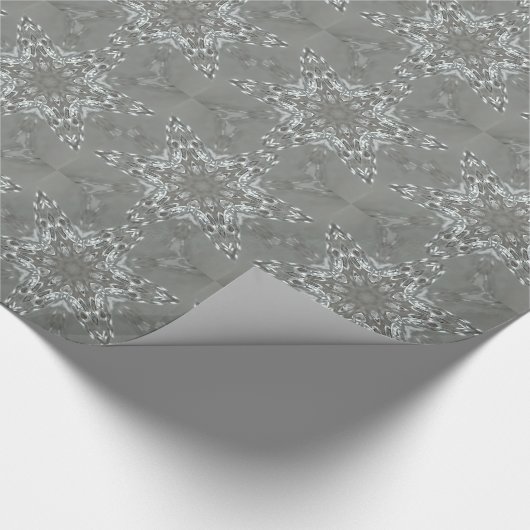 Antique Silver Gray Dekorative Kaleidoskopie Star Geschenkpapier (Ecke)