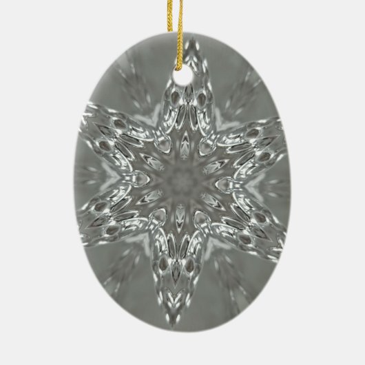 Antique Silver Gray Dekorative Kaleidoskopie Star Keramikornament (Hinten)