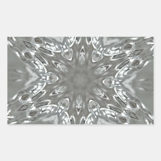 Antique Silver Gray Dekorative Kaleidoskopie Star Rechteckiger Aufkleber (Vorderseite)