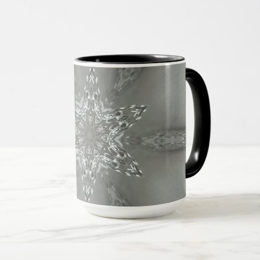 Antique Silver Gray Dekorative Kaleidoskopie Star Tasse (VorderseiteRechts)