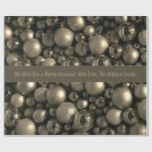 Antique Silver Grey Christmas Baubles fügen Text h Geschenkpapier (Flach)