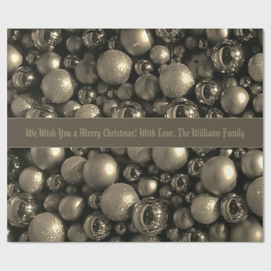 Antique Silver Grey Christmas Baubles fügen Text h Geschenkpapier (Flach)