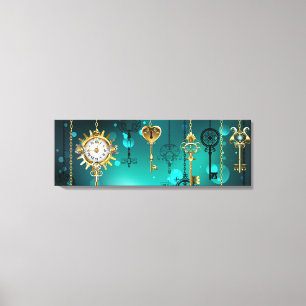 Antique Skeleton Keys on Green Background Leinwanddruck