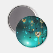 Antique Skeleton Keys on Green Background Magnet (Vorderseite/Rückseite)