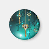 Antique Skeleton Keys on Green Background Magnet (Vorne)