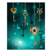Antique Skeleton Keys on Green Background Poster (Vorderseite)