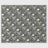 ANTIQUE SKULLS SCHWARZE ROSE GESCHENKPAPIER (Flach)