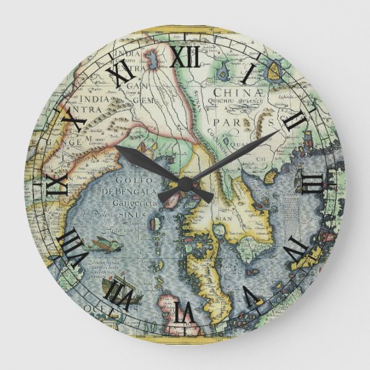 Antique Southeast Asian Map von Mercator / Hondius Große Wanduhr (Vorderseite)