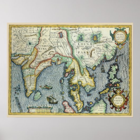 Antique Southeast Asian Map von Mercator / Hondius Poster (Vorne)