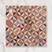 Antique Spool Pattern Patchwork Quilt Bevorzugung Geschenkanhänger (Vorderseite)