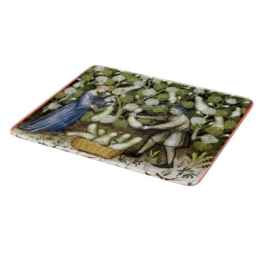 ANTIQUE SQUASH HARVEST Mittelalterliche Miniatur Schneidebrett (Ecke)