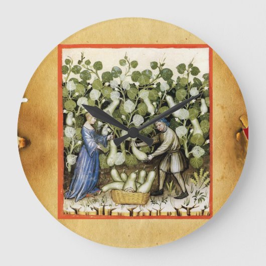 ANTIQUE SQUASH HARVEST PARCHETTE GROßE WANDUHR (Vorderseite)