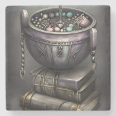 Antique Steampunk Cauldron | Zauberbücher Steinuntersetzer (Vorderseite)